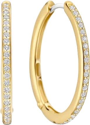 Ti Sento Ti Sento Oorbellen 7789ZY Zilver met Geelgouden Plating en Zirkonia 19.5x25mm