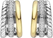 Ti Sento Ti Sento Oorbellen 78025ZY Zilver met Geelgouden Plating Driedubbele Ringen met Zirkonia 8.5mm x 14mm