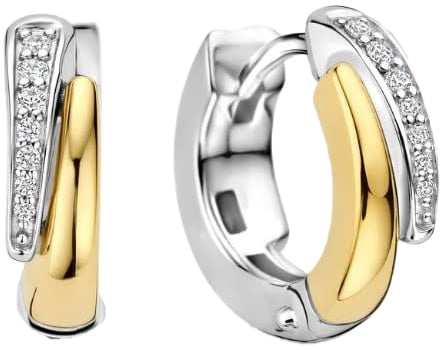 Ti Sento Ti Sento Oorbellen 78052ZY Zilver Bi-color met Zirkonia 4mm x 14mm