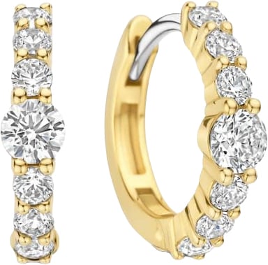 Ti Sento Ti Sento Oorbellen 78073ZY Zilver met Geelgouden Plating met Zirkonia 14mm
