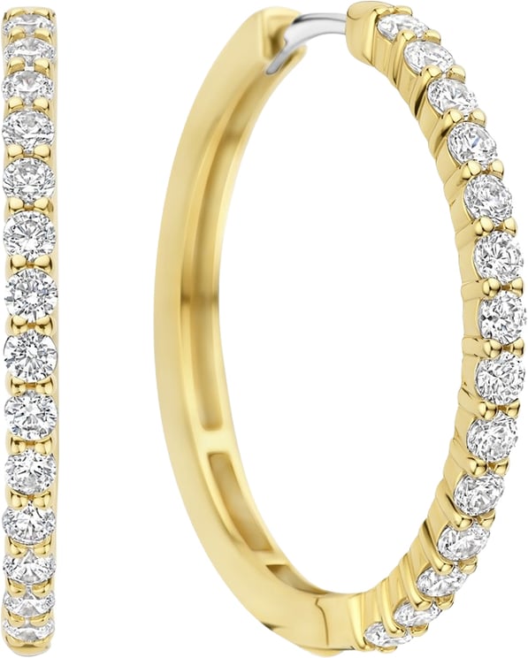 Ti Sento Ti Sento Oorbellen 78078ZY Zilver met 14k Geelgouden Plating met Zirkonia 25.5mm