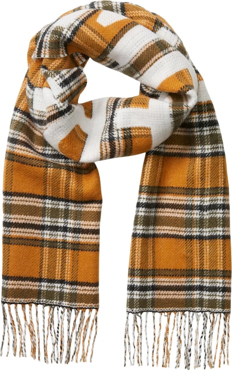 Timberland Sciarpa in Tartan Bianca e Gialla
