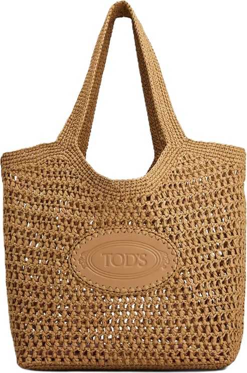 Tod's Medium Woven Tote Bag with Leather Logo Patch