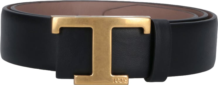 Tod's Reversible Calf Leather Belt With Gold-Tone Logo Buckle