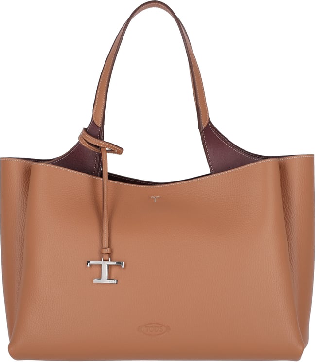 Tod's Medium Tote Bag In Brown Hammered Leather