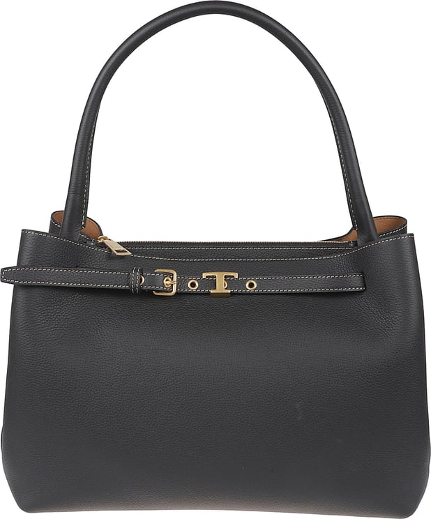 Tod's Structured Handbag In Textured Black Leather