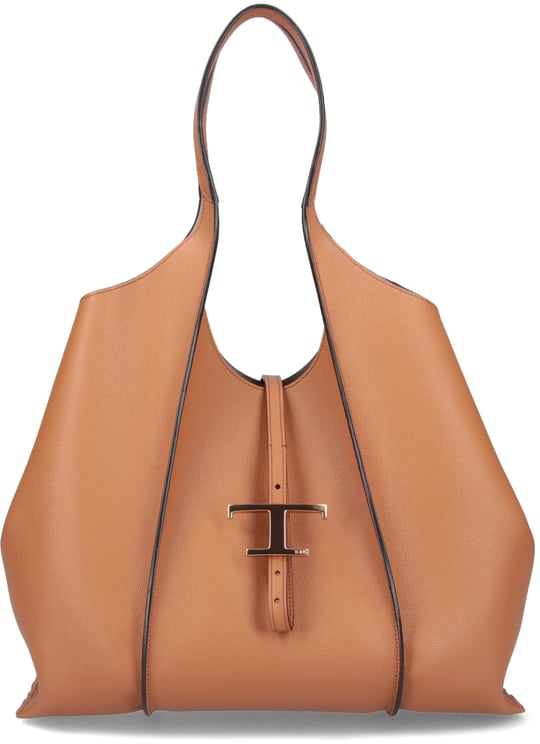Tod's Spacious Hammered Calf Leather Tote Bag
