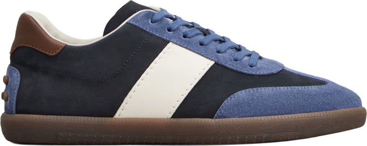 Tod's Low-Top Sneakers With Blue Suede Stripe And Contrast Details