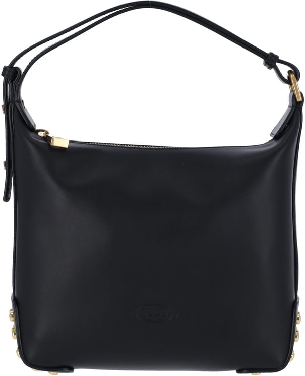 Tod's Black Metal Dots Calf Leather Shoulder Bag
