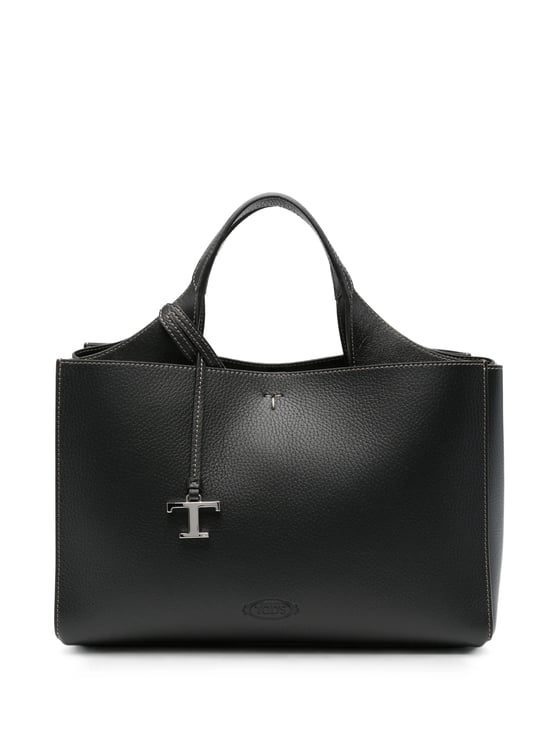 Tod's Structured Black Handbag with Dual Handles and Detachable Strap