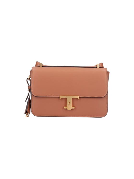 Tod's Structured Brown Leather Handbag with Gold-Tone Clasp