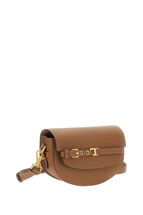 Tod's Brown Hammered Leather Shoulder Bag