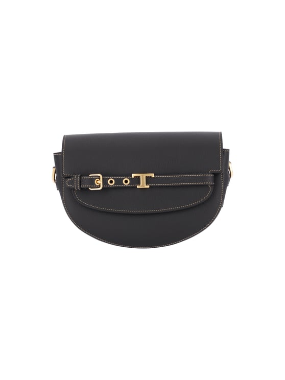 Tod's Black T Signature Calfskin Shoulder Bag