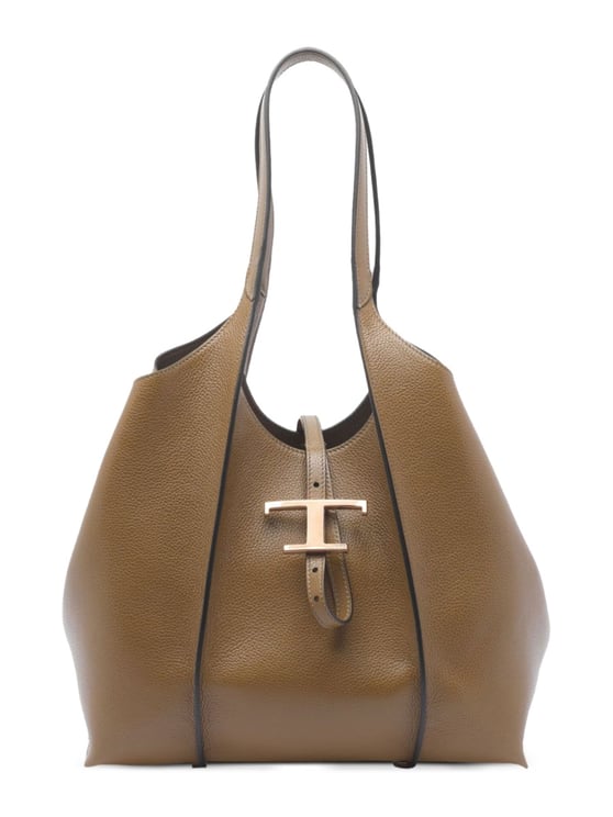 Tod's Black T Timeless Textured Calfskin Tote Bag