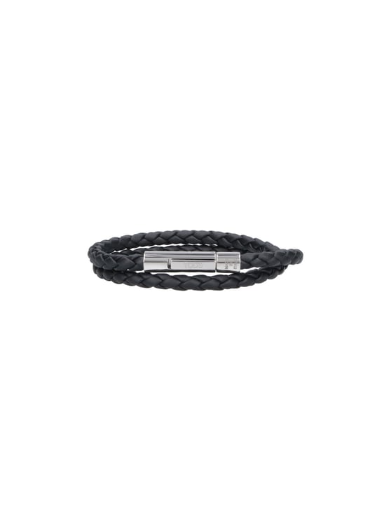 Tod's Black Mycolors Braided Leather Bracelet