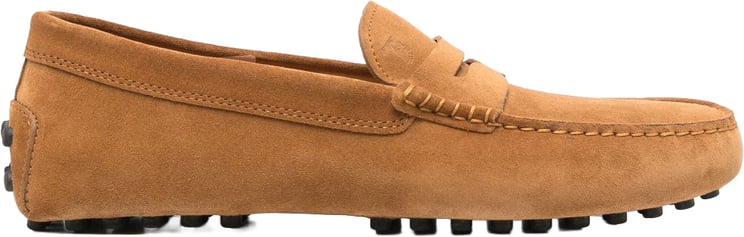 Tod's Caramel Brown Suede Moccasin-Style Flat Shoes