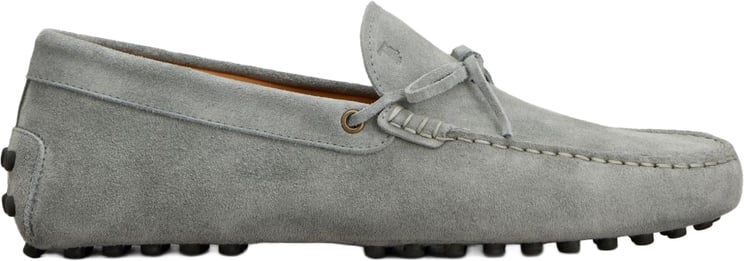 Tod's Grey Suede Slip-On Loafers with Bow Detail
