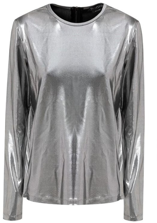 Tom Ford Tom Ford Silver Metallic Fabric T-Shirt