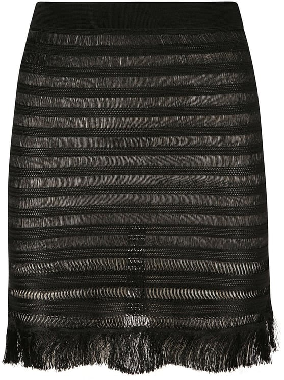 Tom Ford Textured Black Skirt With Fringed Hem
