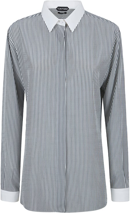 Tom Ford Silk Shirt with Vertical Stripes and Contrasting Details
