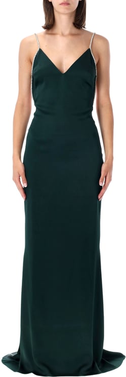 Tom Ford Long Evening Dress Crystal Chain Emerald Crystal