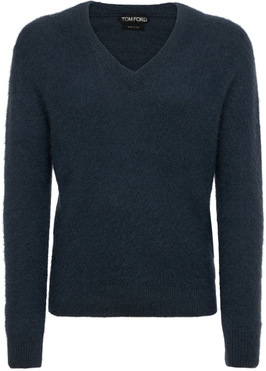 Tom Ford Dark blue V-neck sweater