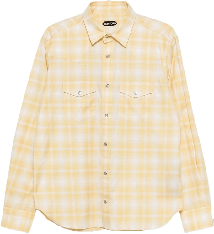 Tom Ford licht vintage geruit slim fit western overhemd geel