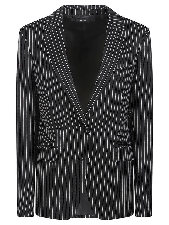 Tom Ford Tailored Black Pinstripe Jacket with Notched Lapel
