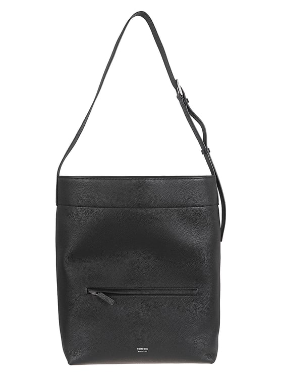 Tom Ford Structured Black Shopping Bag with Adjustable Shoulder Strap