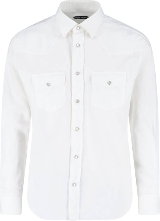 Tom Ford Structured White Shirt with Button-Down Front