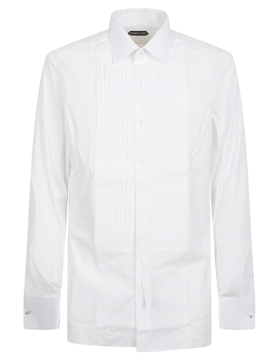 Tom Ford Classic Long-Sleeve Shirt with Pleated Front Panel and Pointed Collar