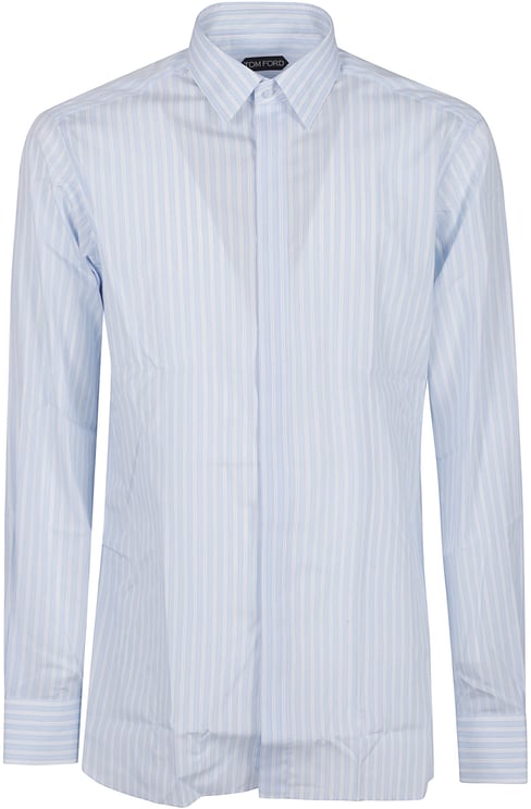 Tom Ford Twill Stripe Classic Fit Shirt Blue