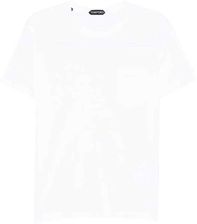 Tom Ford katoen zijde korte mouwen ronde hals Off White