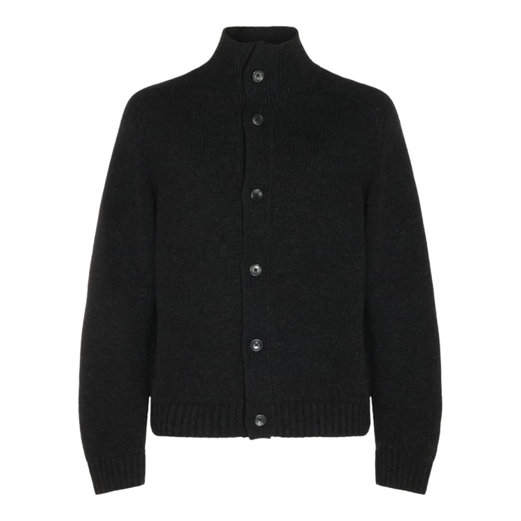 Tom Ford Black Knitted Sweater with Ribbed Collar