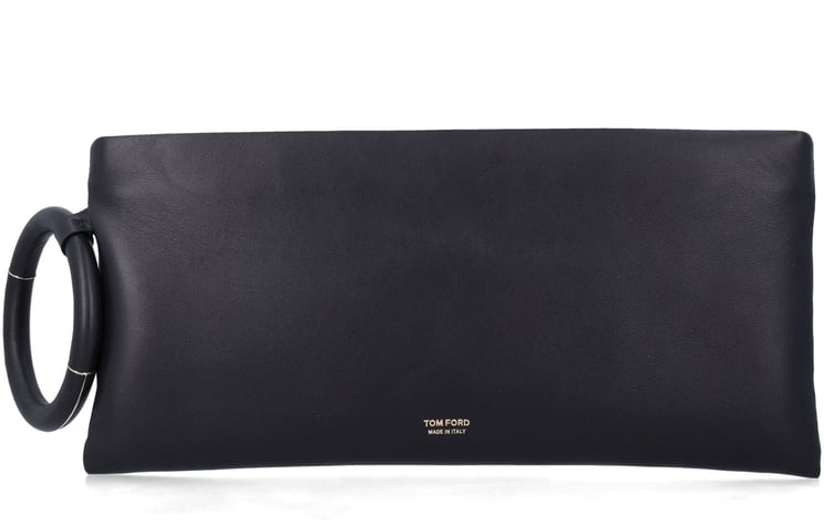 Tom Ford Ring Leather Clutch Nero