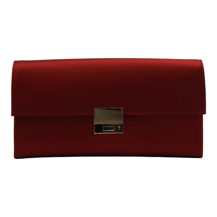 Tom Ford Rectangular Clutch Bag With Smooth Red Exterior And Metallic Clasp