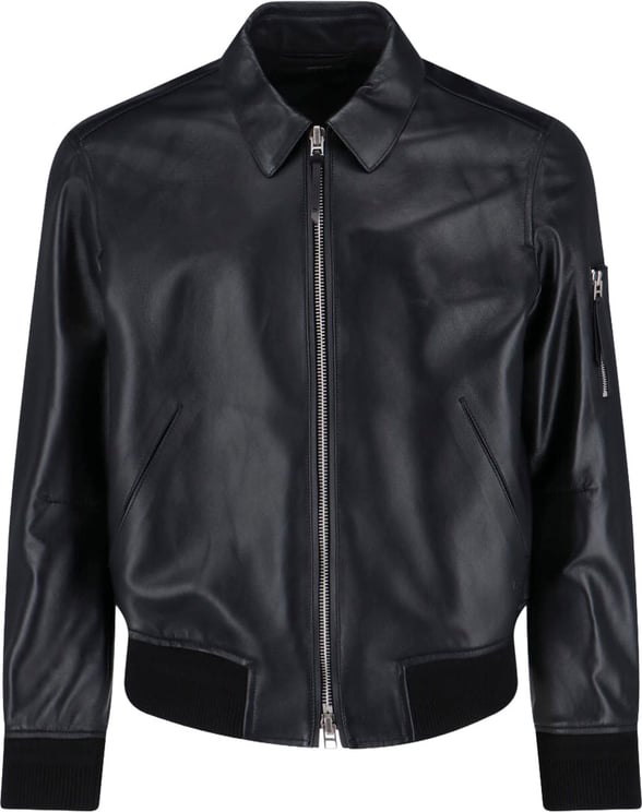 Tom Ford Classic Black Lamb Leather Jacket with Zip Closure