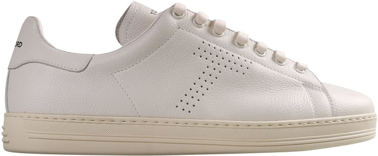 Tom Ford Warwick sneaker van generfd leer, wit