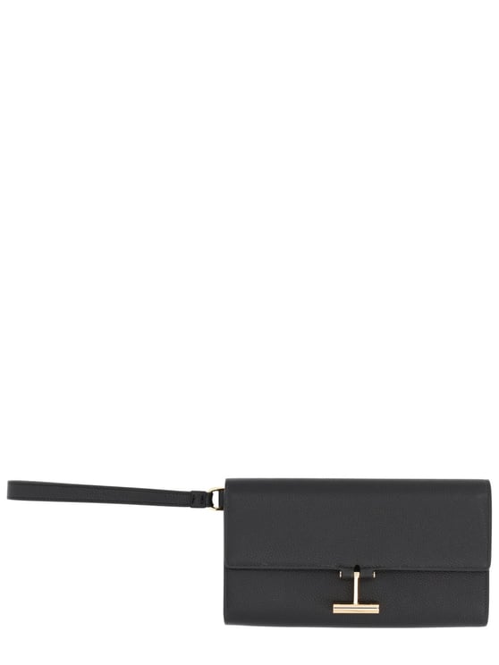 Tom Ford Tara Leather Minimalist Clasp Clutch