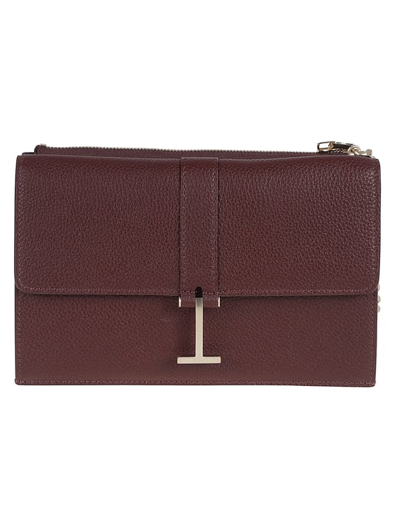 Tom Ford Textured Leather Shoulder Bag with Metallic T Clasp