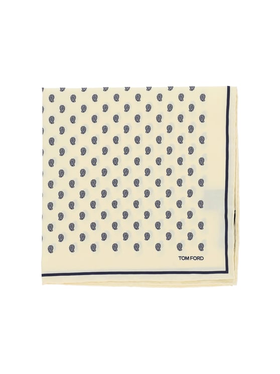 Tom Ford All-Over Print Pocket Square – Cream