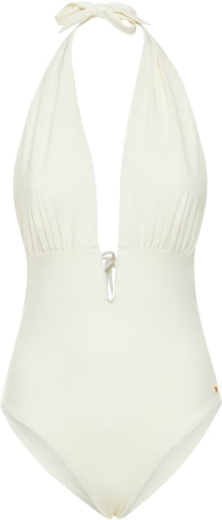 Tom Ford Elegant white swimsuit with a deep neckline