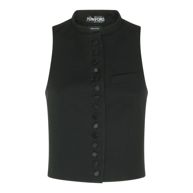 Tom Ford Black Wool Round Collar Top