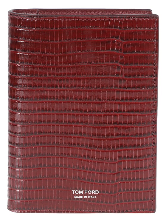 Tom Ford Textured Calf Leather Bi-Fold Wallet with Crocodile Pattern