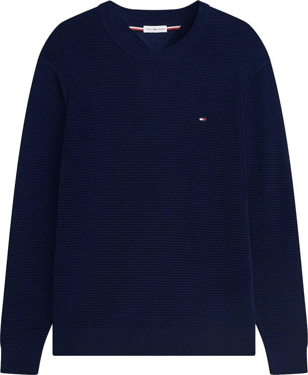 Tommy Hilfiger Textured Knit Crew Neck Sweater With Ribbed Details