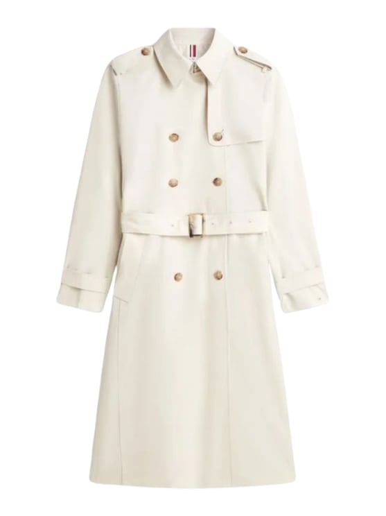 Tommy Hilfiger White Gold Tone Button Trench Coat