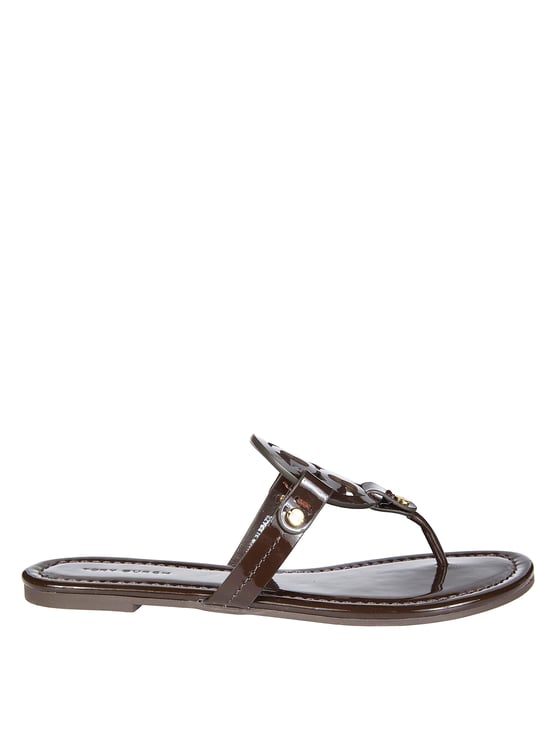 Tory Burch Glossy Bovine Leather Cut-Out Sandals