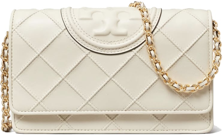 Tory Burch Fleming Chainwallet Cream