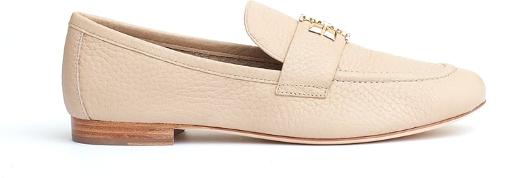 Tory Burch Mocassino Eleanor Pelle Beige Logo