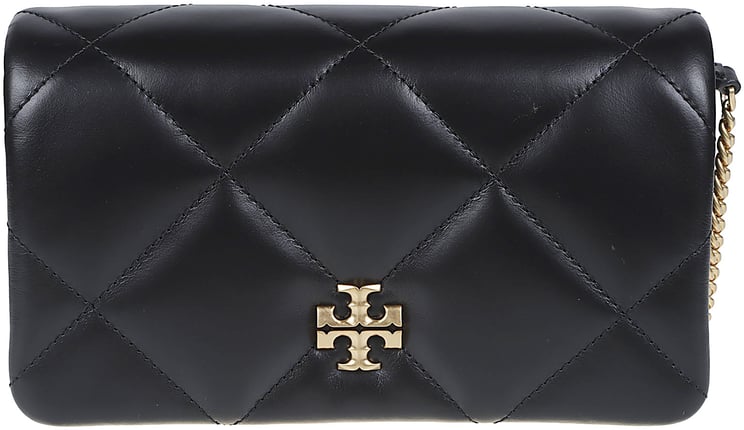 Tory Burch Kira Diamond Quilt Chain Wallet Black